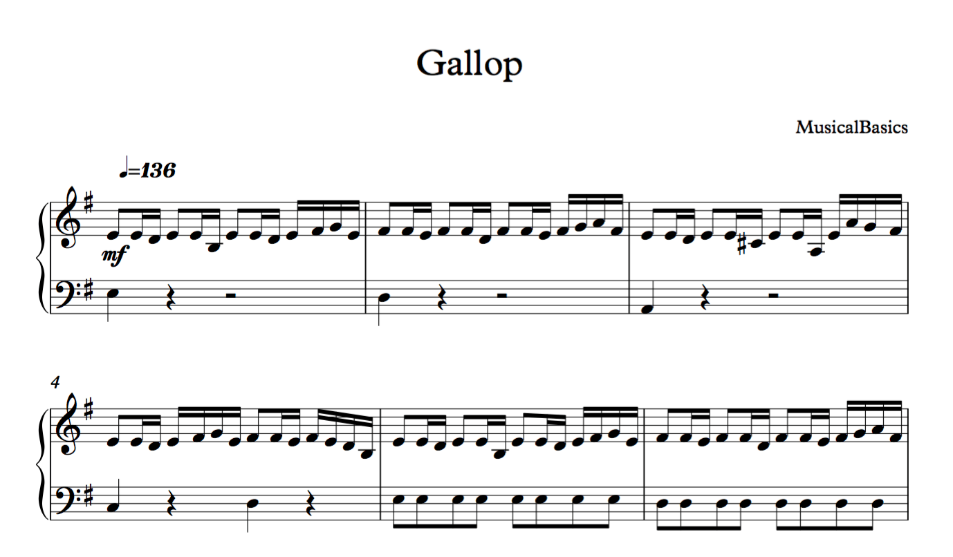 Gallop Notes Gallop Piano Solo – MusicalBasics